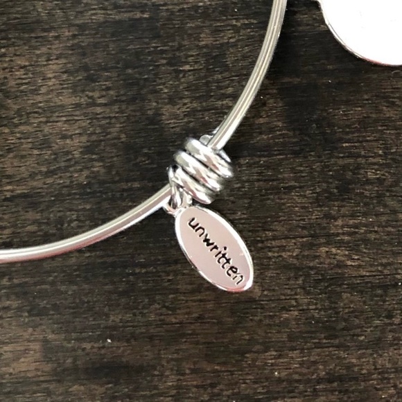 A Amazing / Initial Pearl Silver Adjustable Charm Bangle by Unwritten - Picture 11 of 13